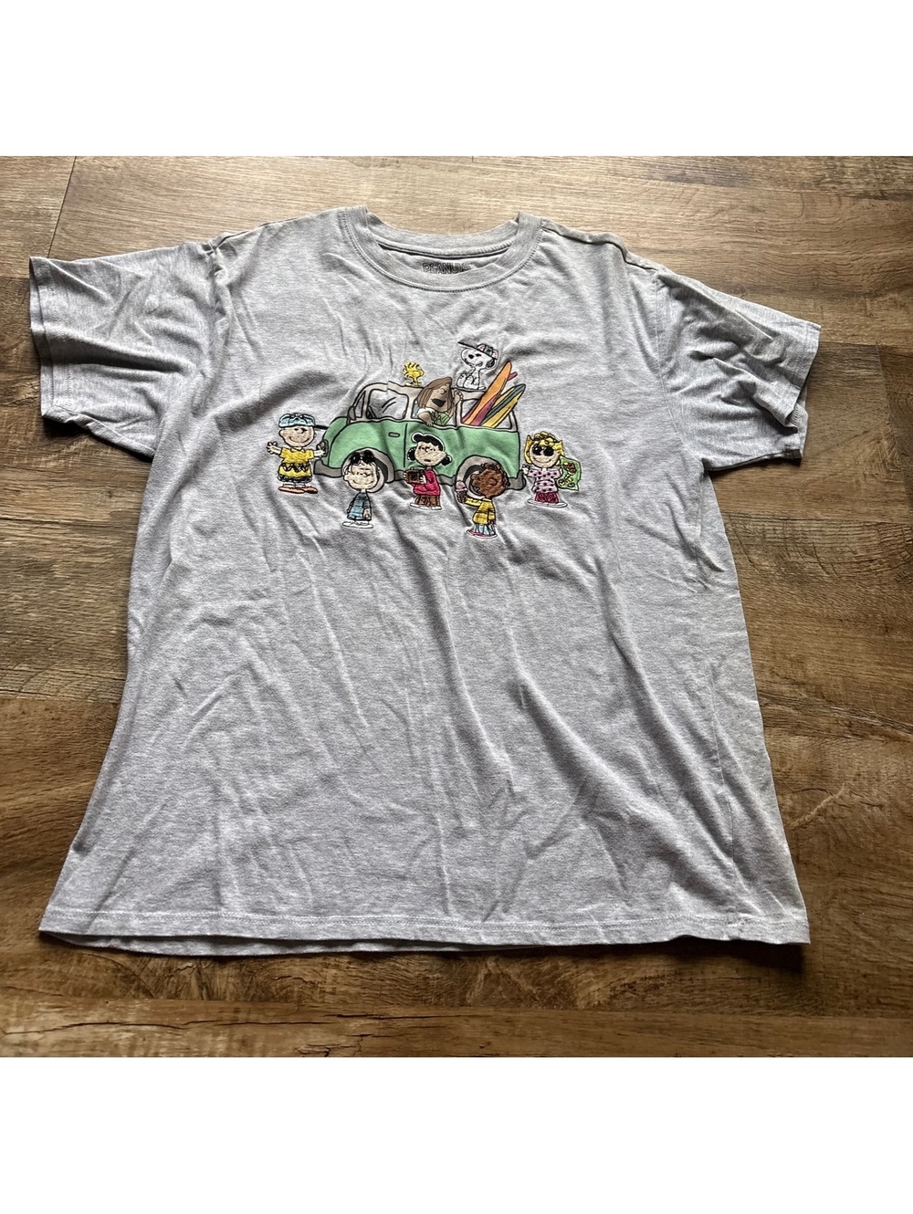 Peanuts Embroidered Graphic T-Shirt Gray Peanuts Brand XL